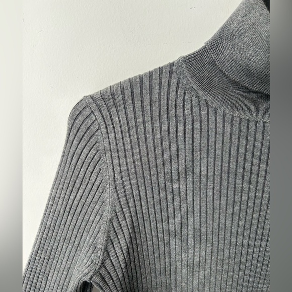 Zara Ribbed Knit Turtleneck Top Grey - Picture 5 of 11